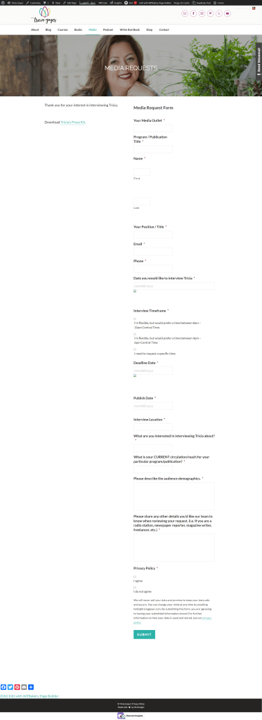 Tricia Goyer Media page Website BEFORE