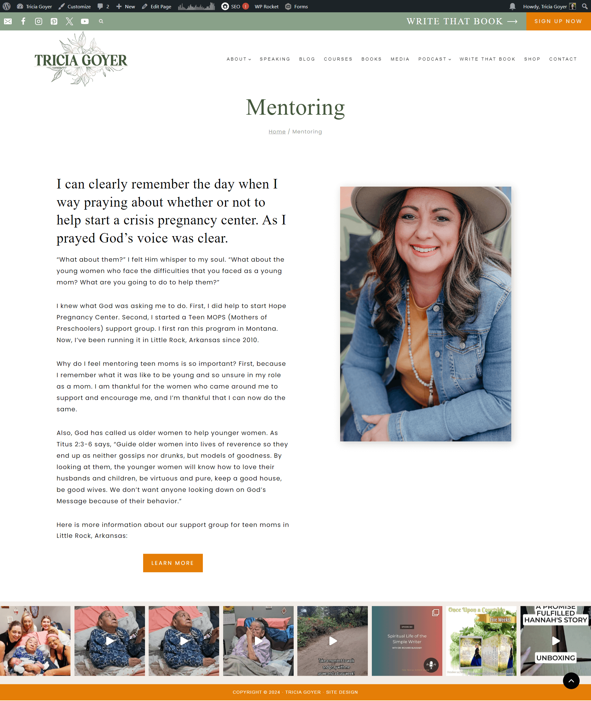 Tricia Goyer VIP Day - one day website with Simply Amusing Designs